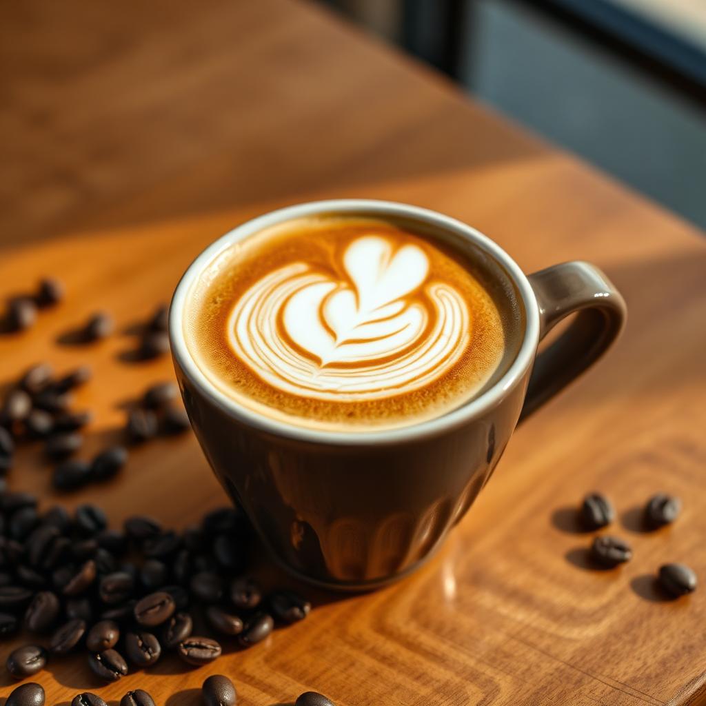 Latte with rosetta art